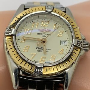 Breitling 18K SS Callastino Quartz Date Women Watch